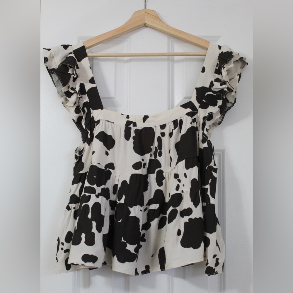 Cow Print Babydoll Top